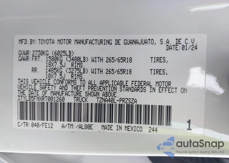 2024 Toyota Tacoma Trd Sport z USA, uszkodzony, nr VIN 3TYLB5FNXRT001260